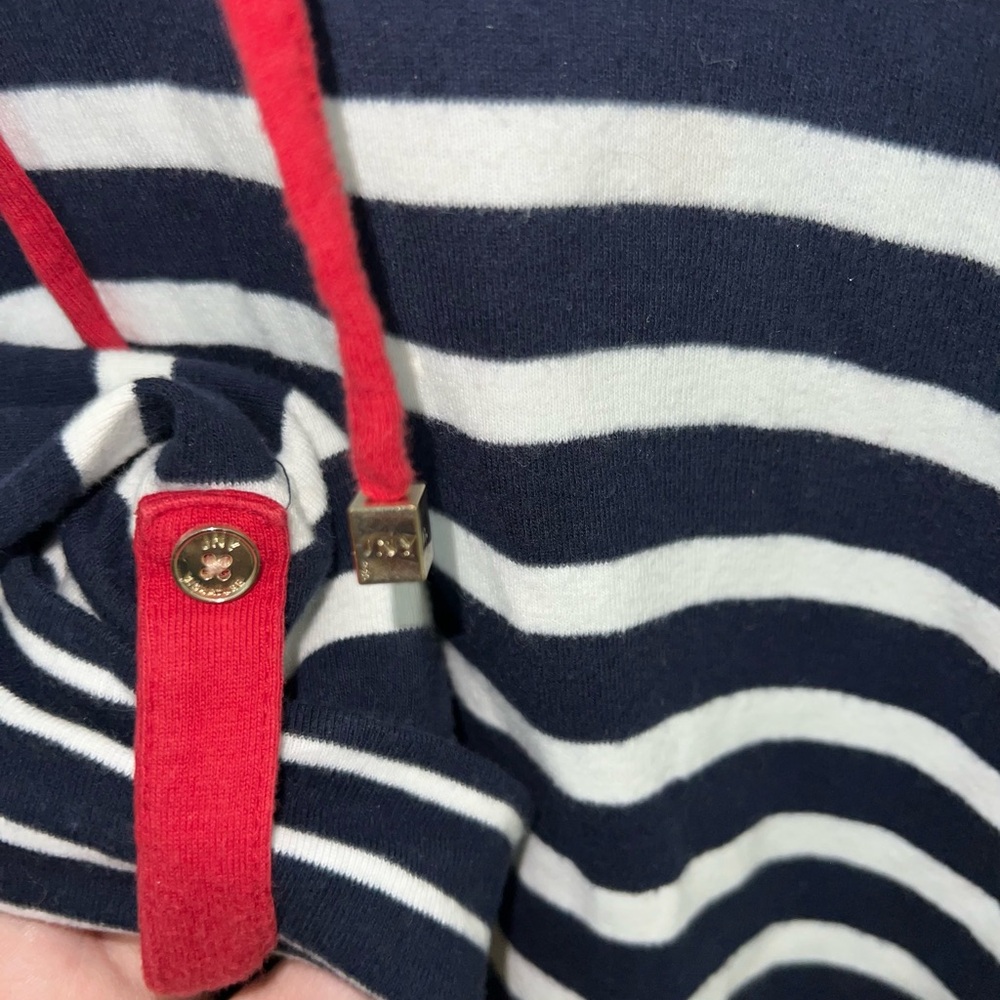 Jones New York Navy and White Striped Hoodie with Red Details - Picture 4 of 4